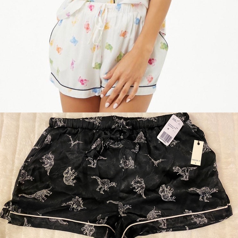 Gummy bear and dinosaur print sleep shorts